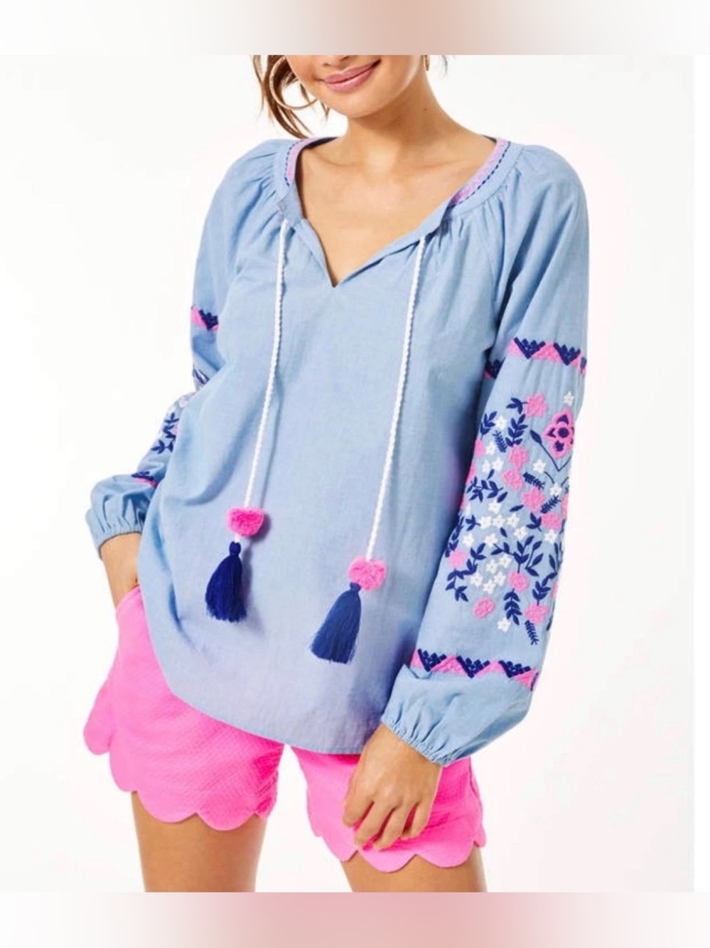 Lilly Pulitzer Keela Embroidered Top Size XL